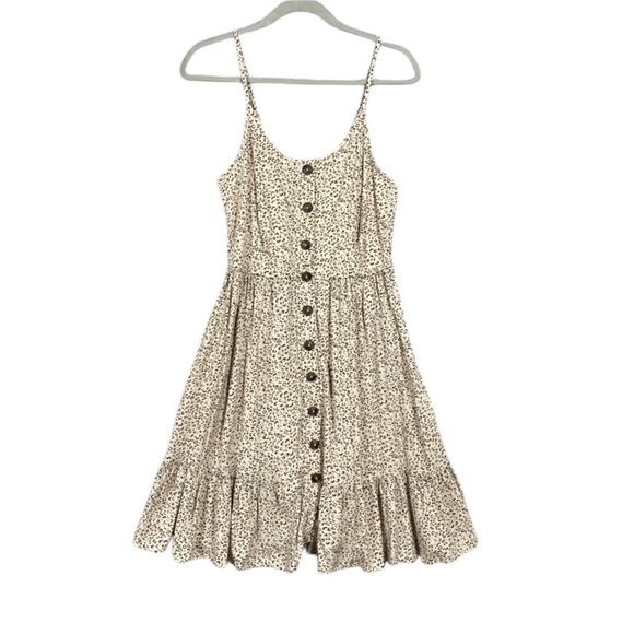 Japna Dress Womens Size Small Leopard Print Tiered Button Front Side Pockets - Picture 1 of 8